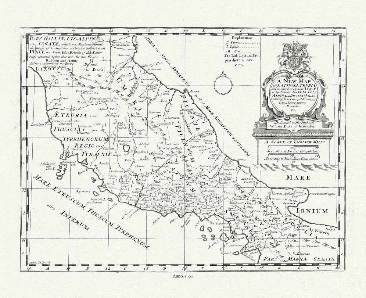 Europe: Mediterranean: Italy: Ancient, Latium Etruria, Wells auth. - The Map Chest