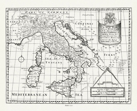 Europe: Mediterranean: Italy: Italy, 1700, Wells auth. - The Map Chest
