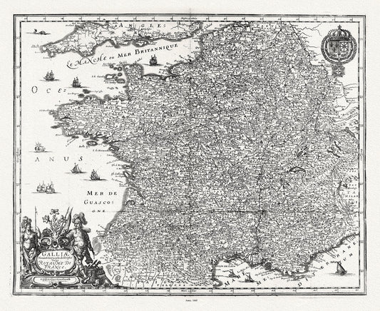 Europe: Merian, V. 1. Galliae Nova et Accurata descriptio Vulgo Royaume De France, 1660 - The Map Chest