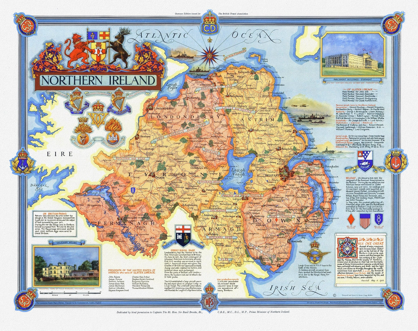 Europe: Northern Ireland, Designed and drawn by Ernest Clegg, 1947 - The Map Chest