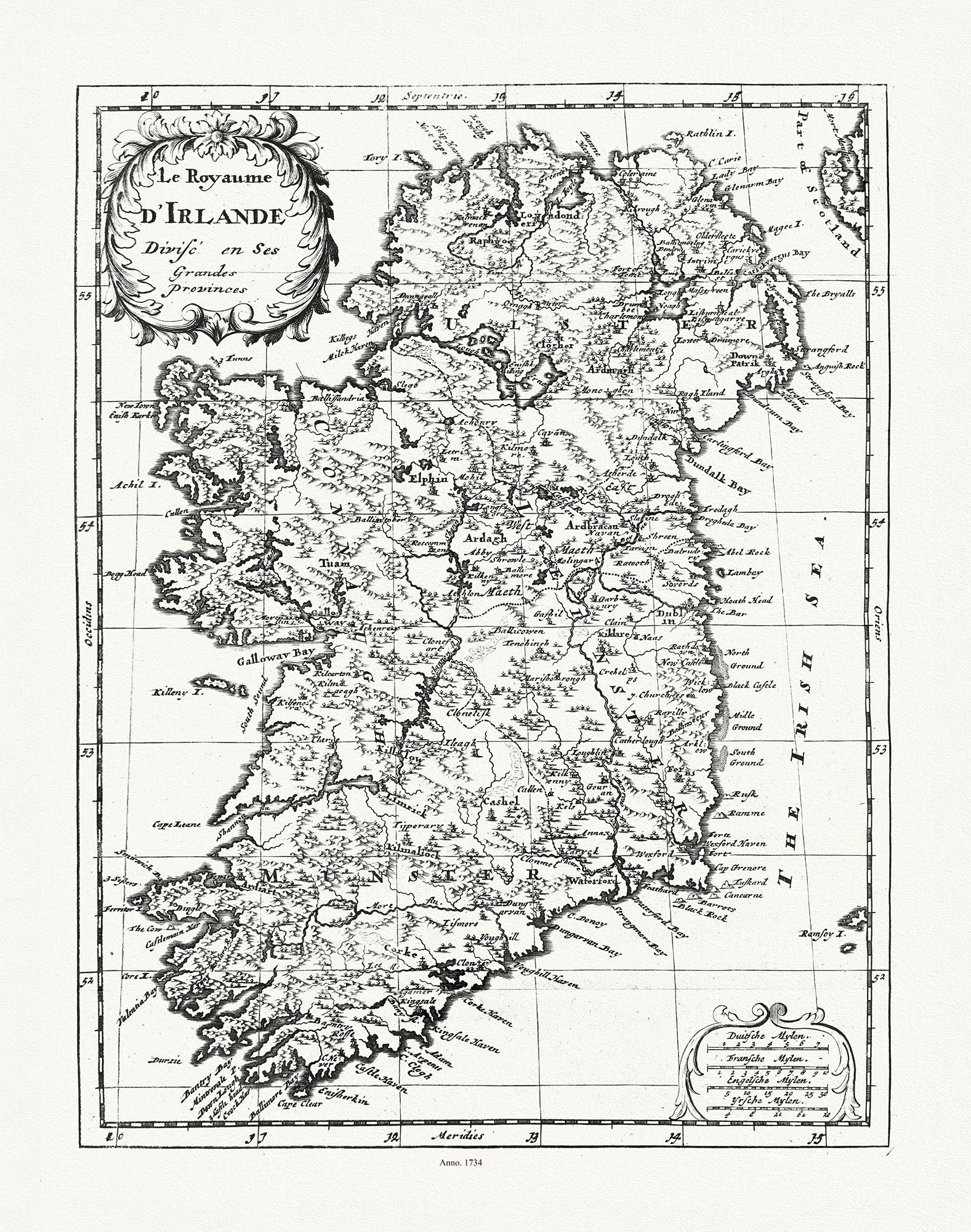 Europe: Sanson et du Sauzet, Le Royaume d'Irlande, 173445 - The Map Chest