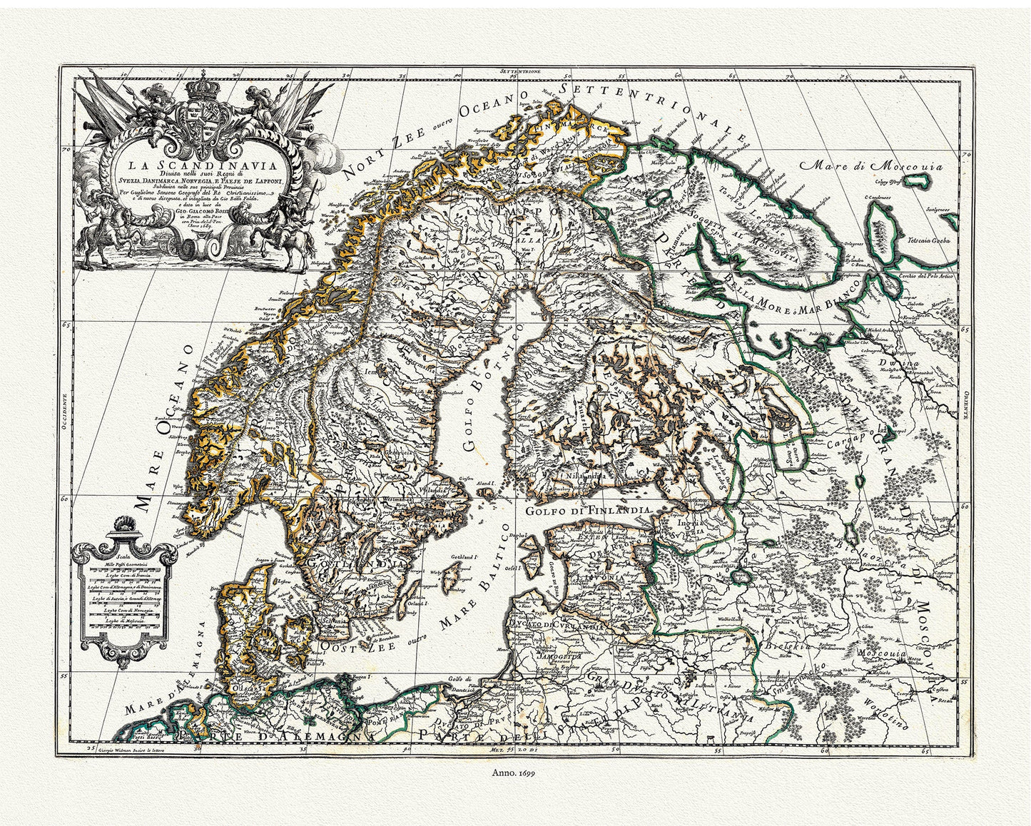 Europe: Scandinavia: La Scandinavia.1699.Rossi auth. - The Map Chest