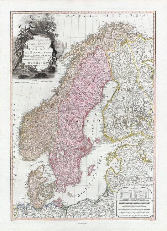 Europe: Scandinavia: William Faden, Scandia, (Scandinavia), 1794 - The Map Chest