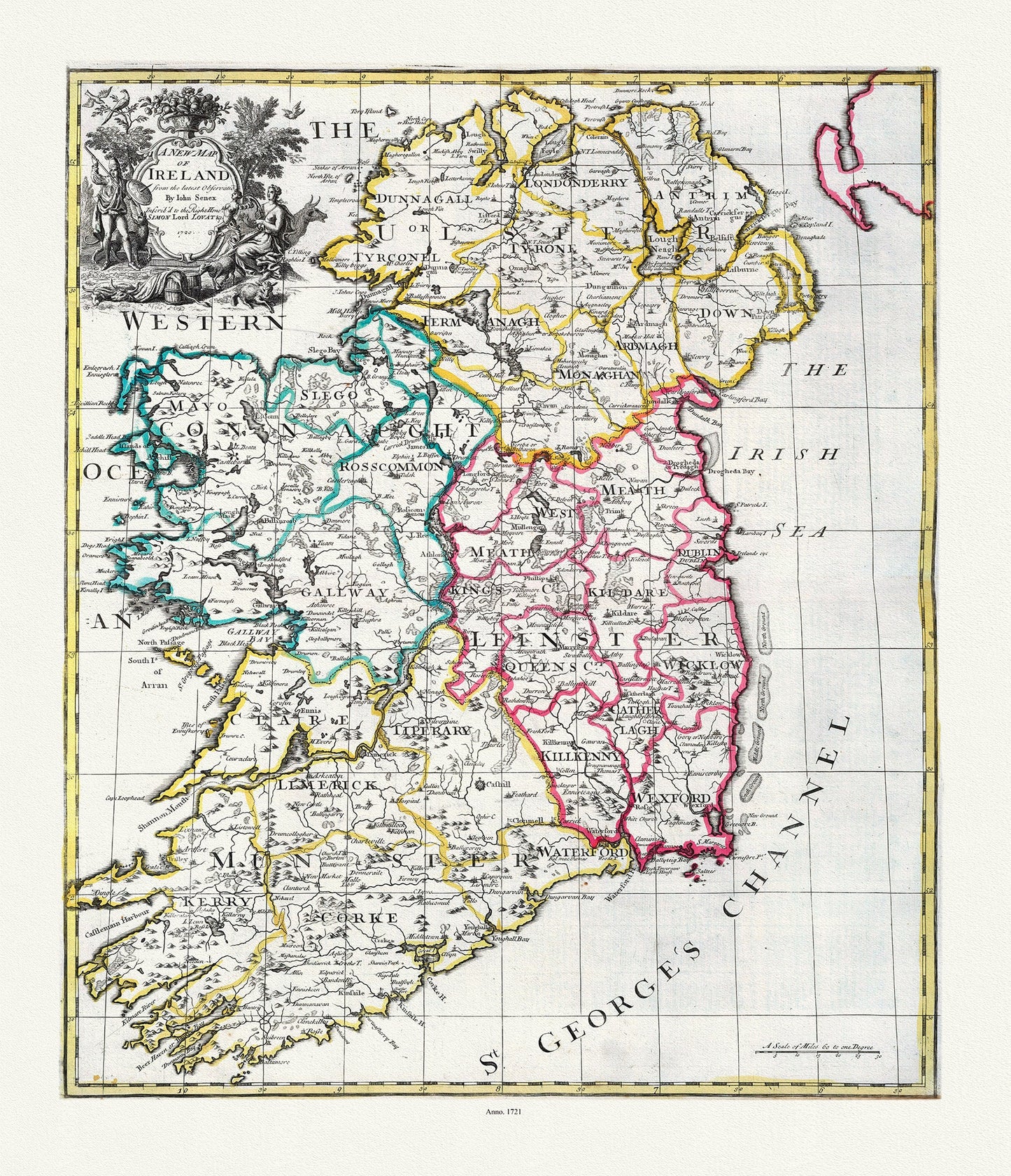 Europe: Senex, A New Map of Ireland, 1721 - The Map Chest