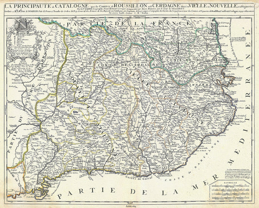 Europe: Spain: La principauté de Catalogne , 1693, Nolin, Coronelli auths. - The Map Chest