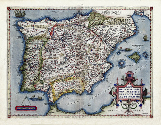 Europe: Spain & Portugal: Abraham Ortelius, Theatrum Orbis Terrarum - Hispania, Anno. 1570 Ver. III - The Map Chest
