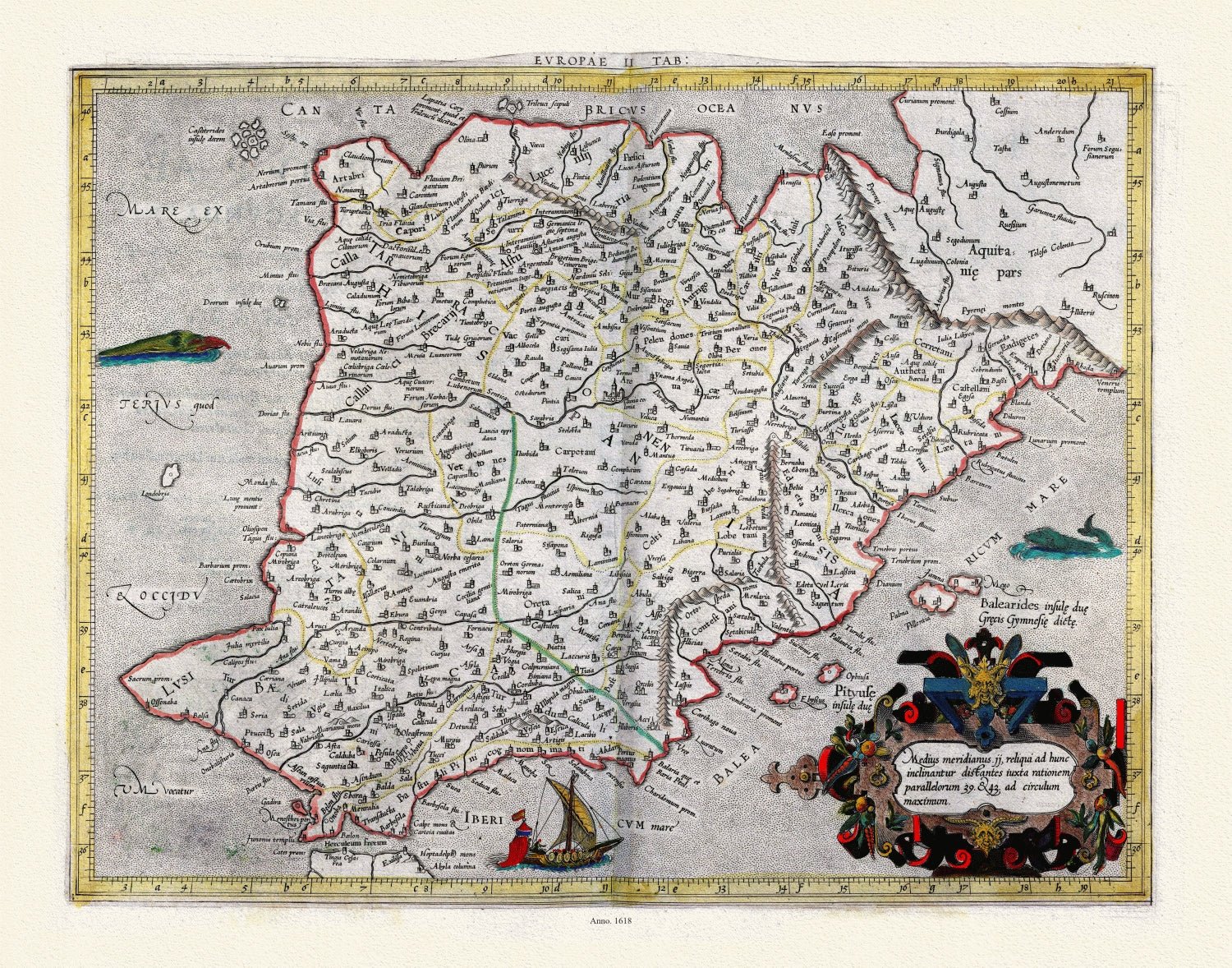 Europe: Spain & Portugal: Bertius, Mercator et Ptolemy, Evropae, II, Espana, 1618 - The Map Chest