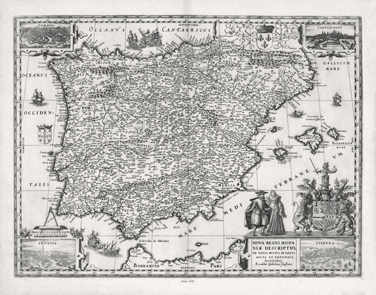 Europe: Spain & Portugal: Blaeu, Nova Regnia Hispaniae Descriptio, 1630 - The Map Chest