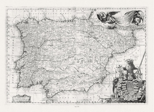 Europe: Spain & Portugal: Coronelli, Composite Parte orientale della Spagna. Parte occidentale della Spagna, 1697 - The Map Chest