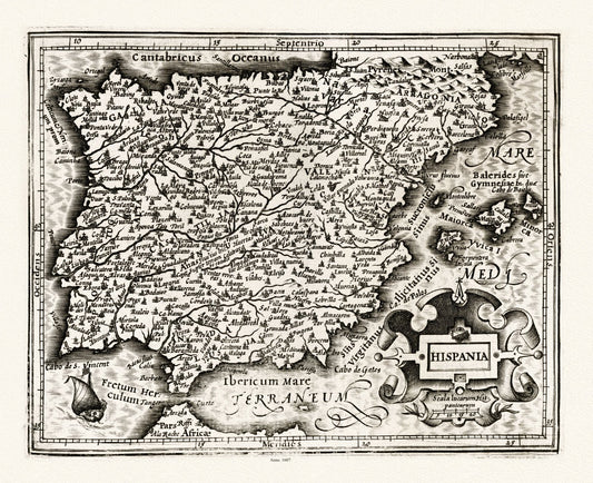 Europe: Spain & Portugal: Mercator et Hondius, Hispania, 1607 - The Map Chest