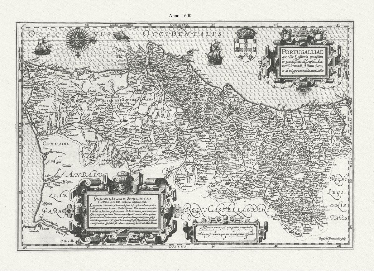 Europe: Spain & Portugal: Portugalliae que olim Lusitania, novissima et Exactis - sima descriptio. , et de integro emen - data, 1600, Auctore Vernando Alvaro Secco, Mercator et Hondius - The Map Chest