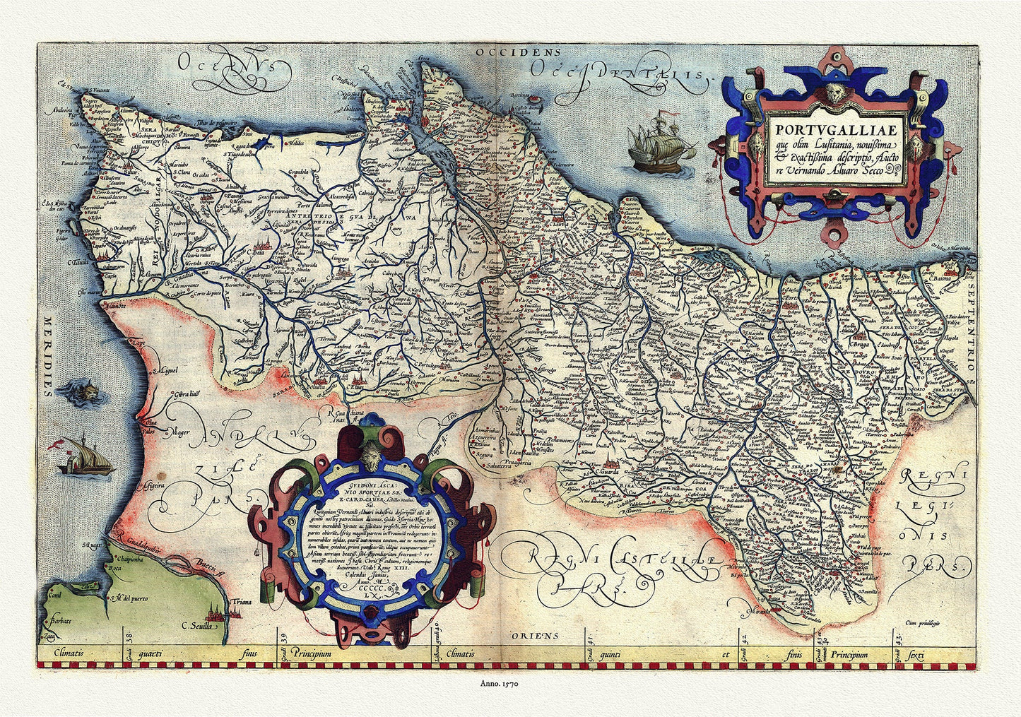 Europe: Spain & Portugal: Theatrum Orbis Terrarum, Portvgallia,1570 Ver. III, Abraham Ortelius auth. - The Map Chest