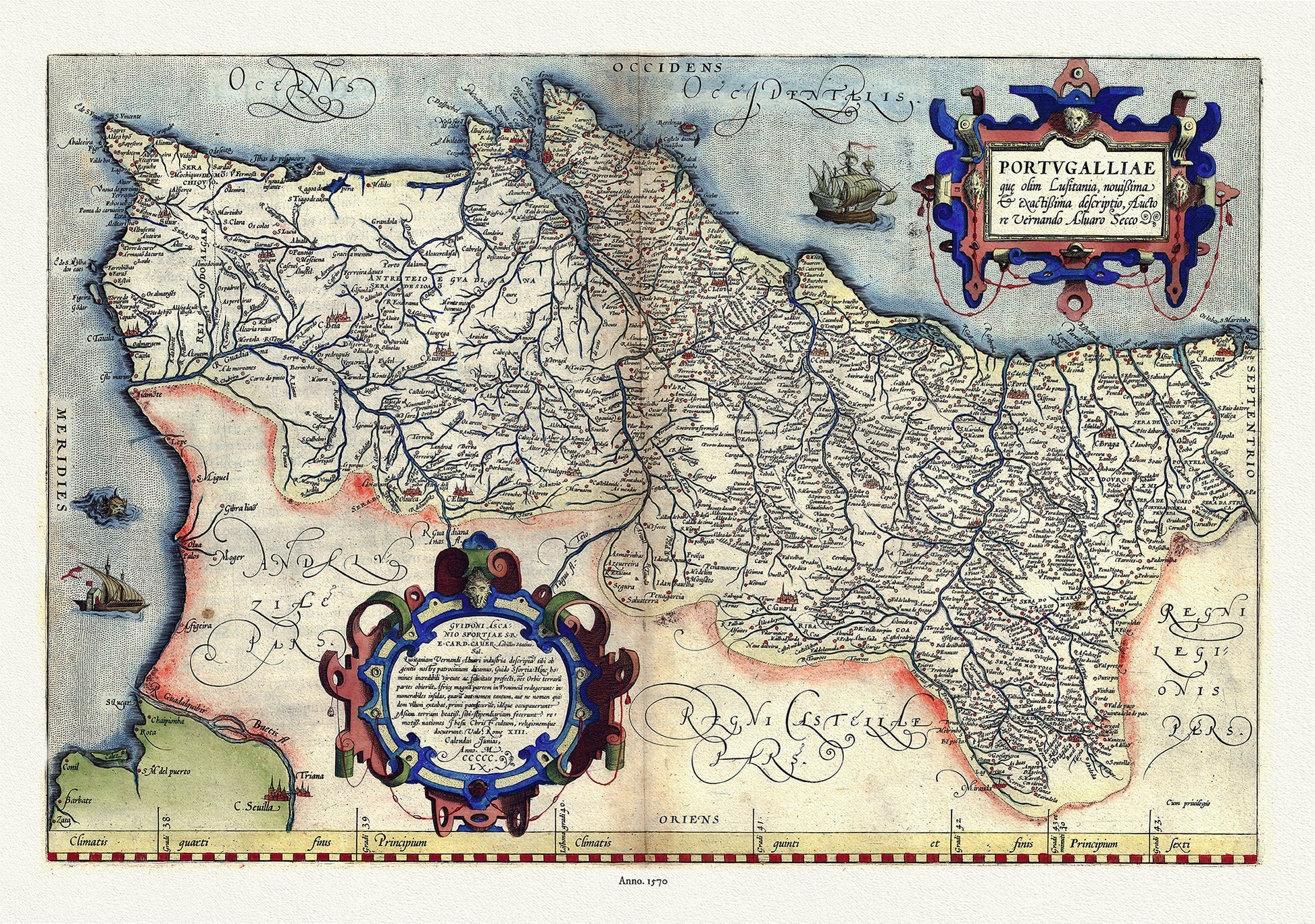 Europe: Spain & Portugal: Theatrum Orbis Terrarum, Portvgallia,1570 Ver. III, Abraham Ortelius auth. - The Map Chest