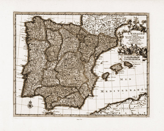 Europe: Spain & Portugal: van der Aa, L' Espagne, 1714 Ver. S - The Map Chest