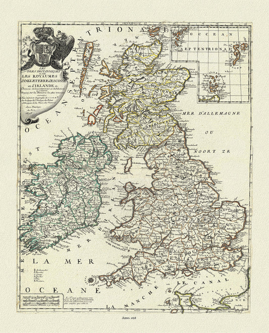 Europe: UK: Les Isles Britanniques ou sont les Royaumes d'Angleterre d'Escosse et d'Irlande &c.1698. Nolin et al. auths. - The Map Chest