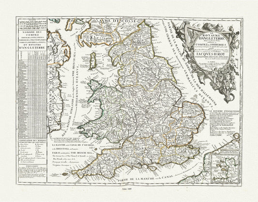 Europe: United Kingdom: England and Scotland: Le Royaume d'Angleterre divisé en plusieurs Parties, Nolin auth., 1689 - The Map Chest