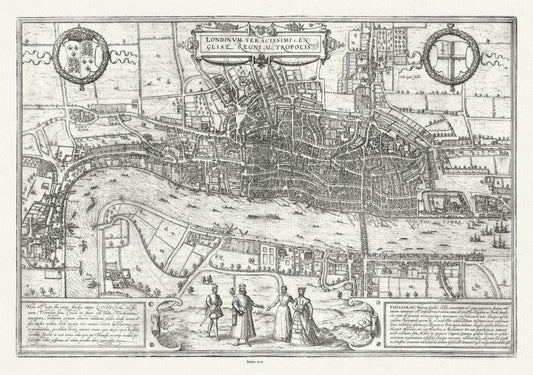 Europe: United Kingdom: England: City London: Londinum Feracissimi, London,1579, Braun et Hogenburg auths. - The Map Chest