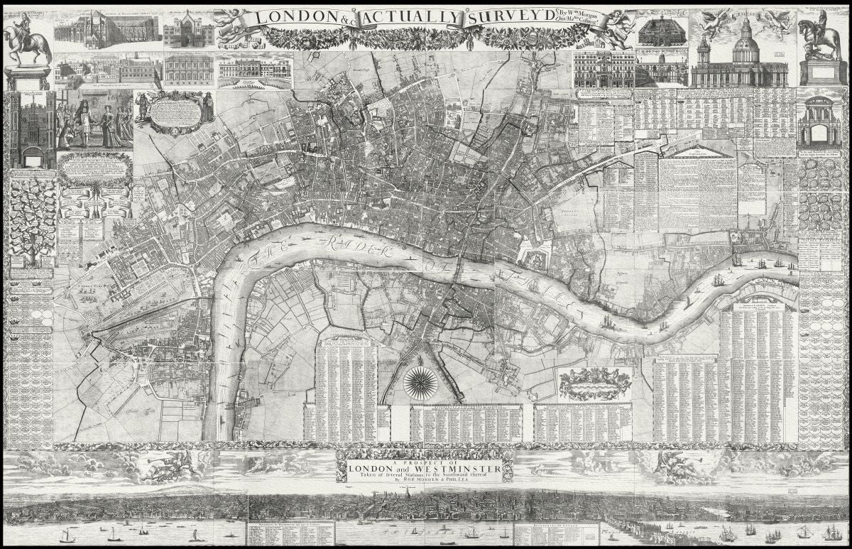 Europe: United Kingdom: England: City London: London &c. actually surveyed,1682, Ogilby auth - The Map Chest
