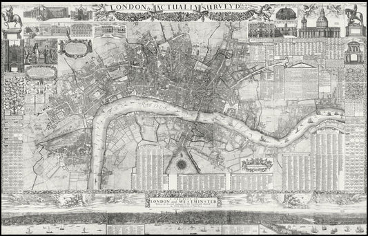 Europe: United Kingdom: England: City London: London &c. actually surveyed,1682, Ogilby auth - The Map Chest
