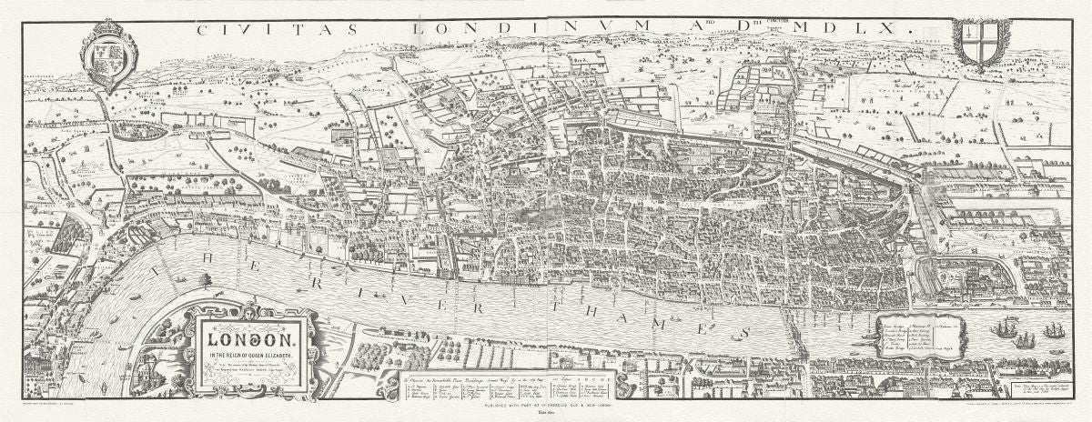 Europe: United Kingdom: England: City London: London in the reign of Queen Elizabeth, 1890 - The Map Chest