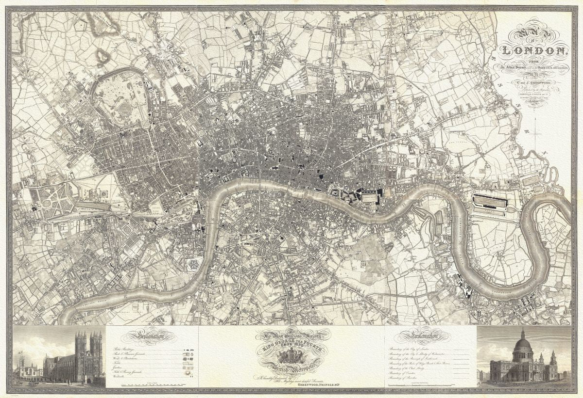 Europe: United Kingdom: England: City of London: 1827, Greenwood auth. 2 Versions - The Map Chest