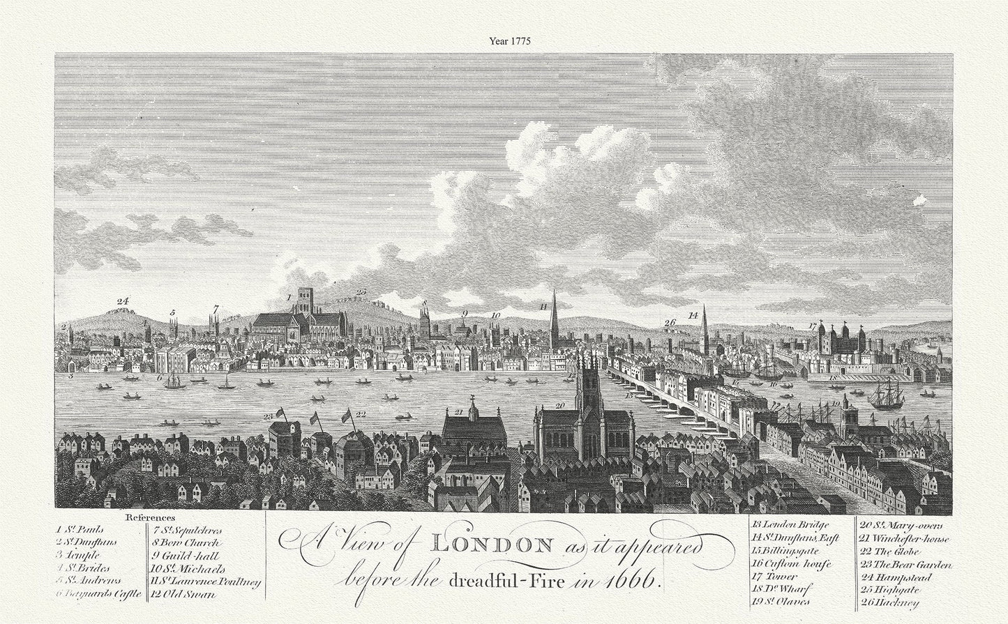 Europe: United Kingdom: England: City of London: London, Before the Fire of 1666 - The Map Chest