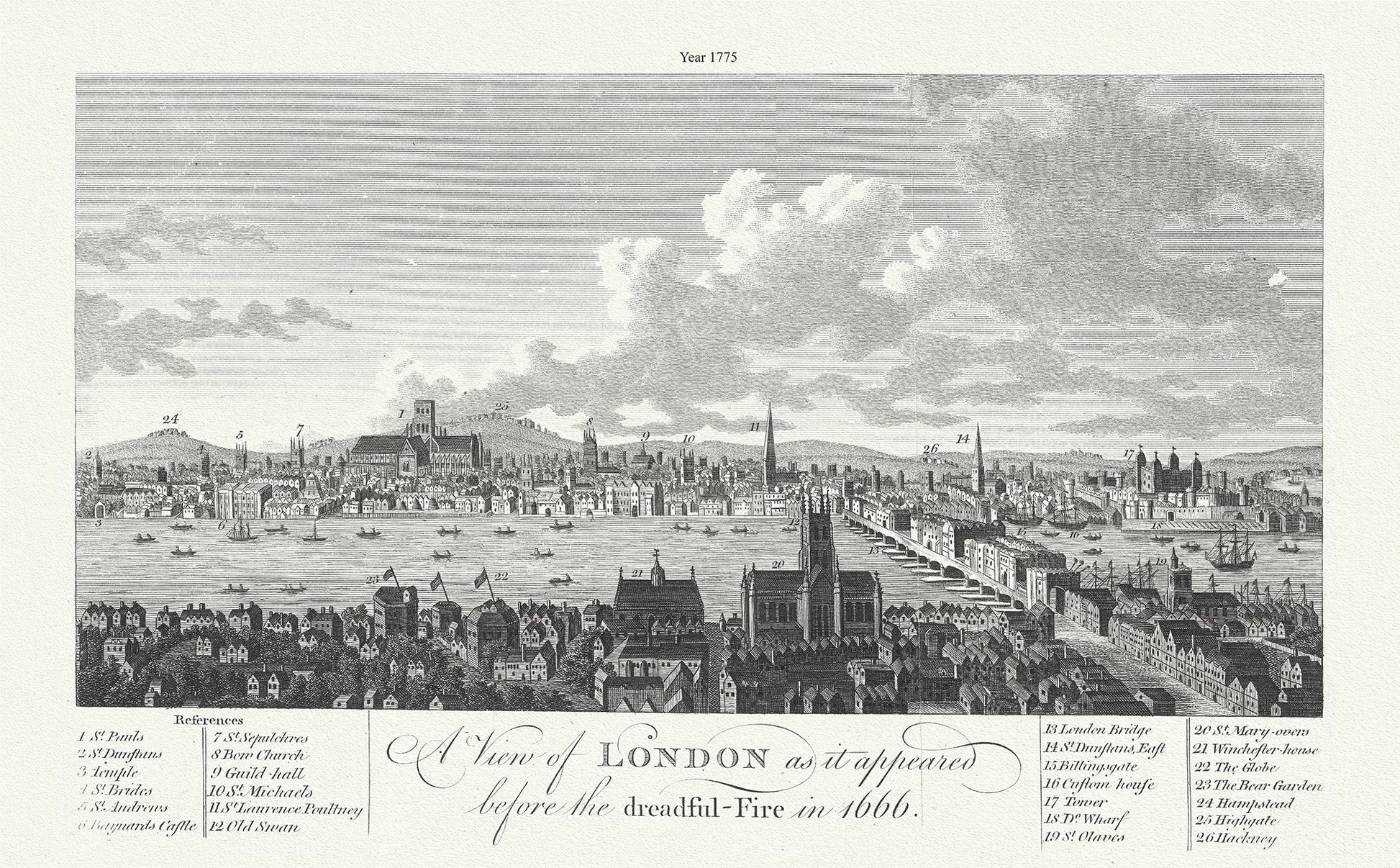 Europe: United Kingdom: England: City of London: London, Before the Fire of 1666 - The Map Chest