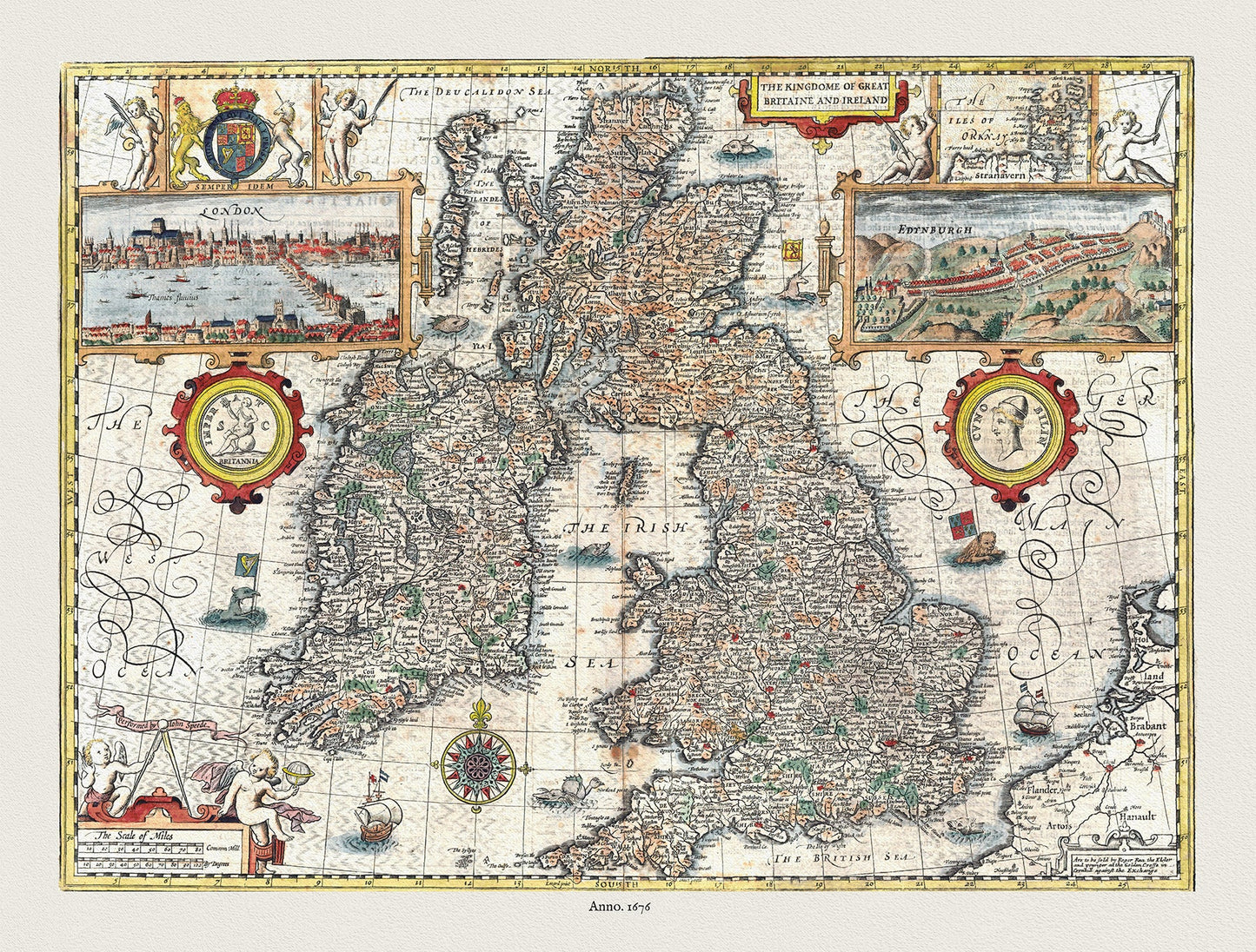 Europe: United Kingdom: The kingdome of Great Britaine and Ireland, Speed, 1676 - The Map Chest