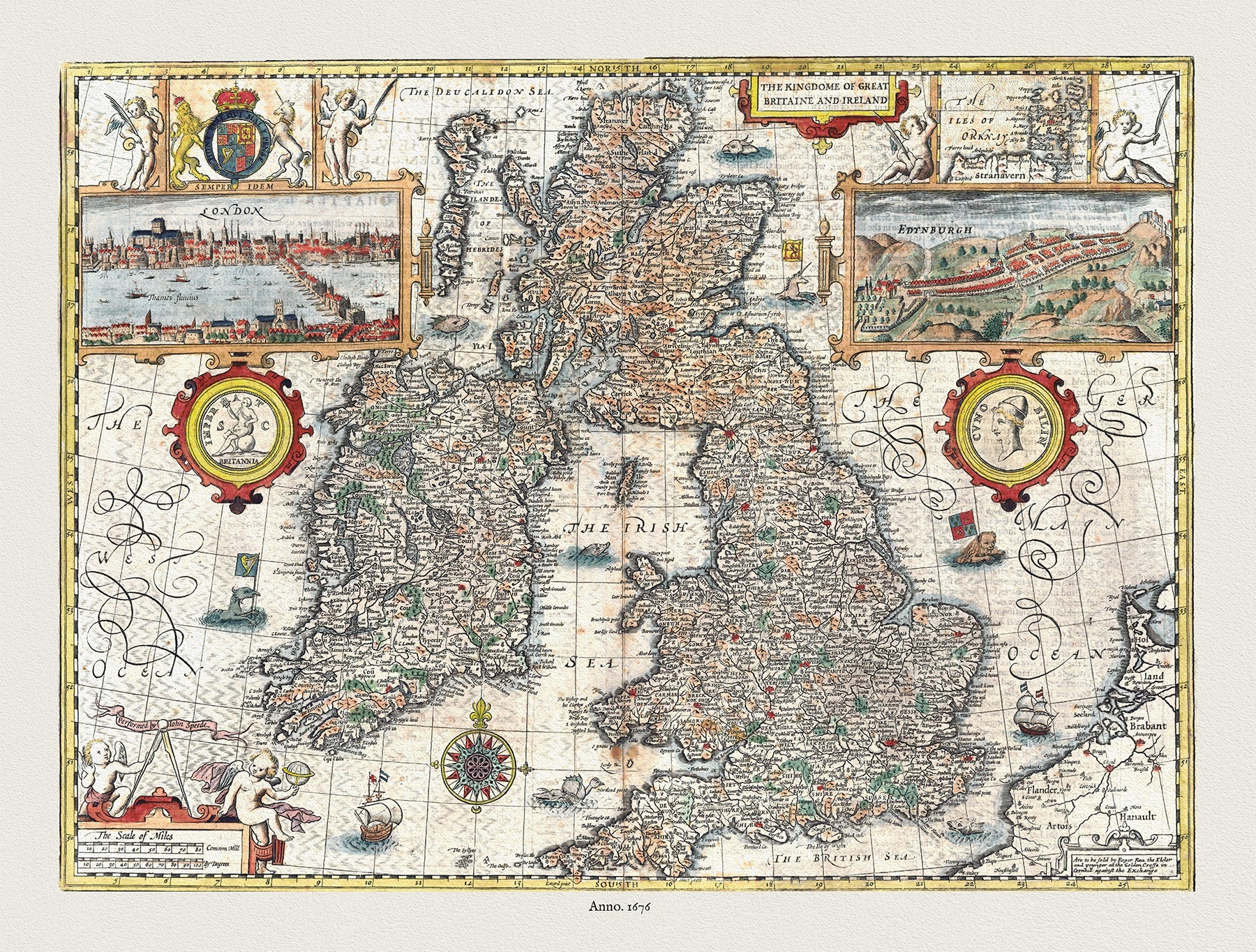 Europe: United Kingdom: The kingdome of Great Britaine and Ireland, Speed, 1676 - The Map Chest