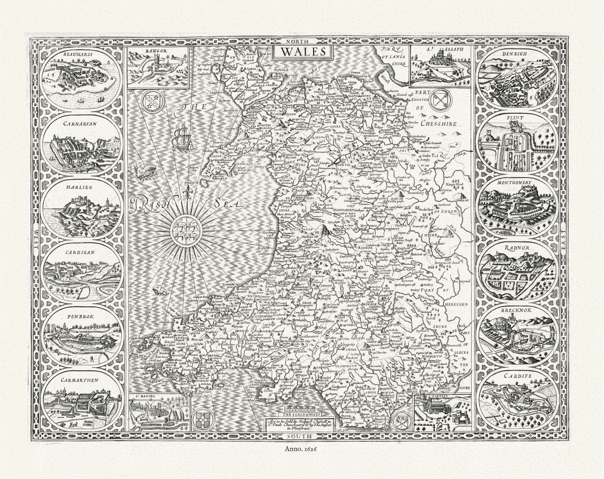 Europe: Wales. 1626, Speed authore - The Map Chest