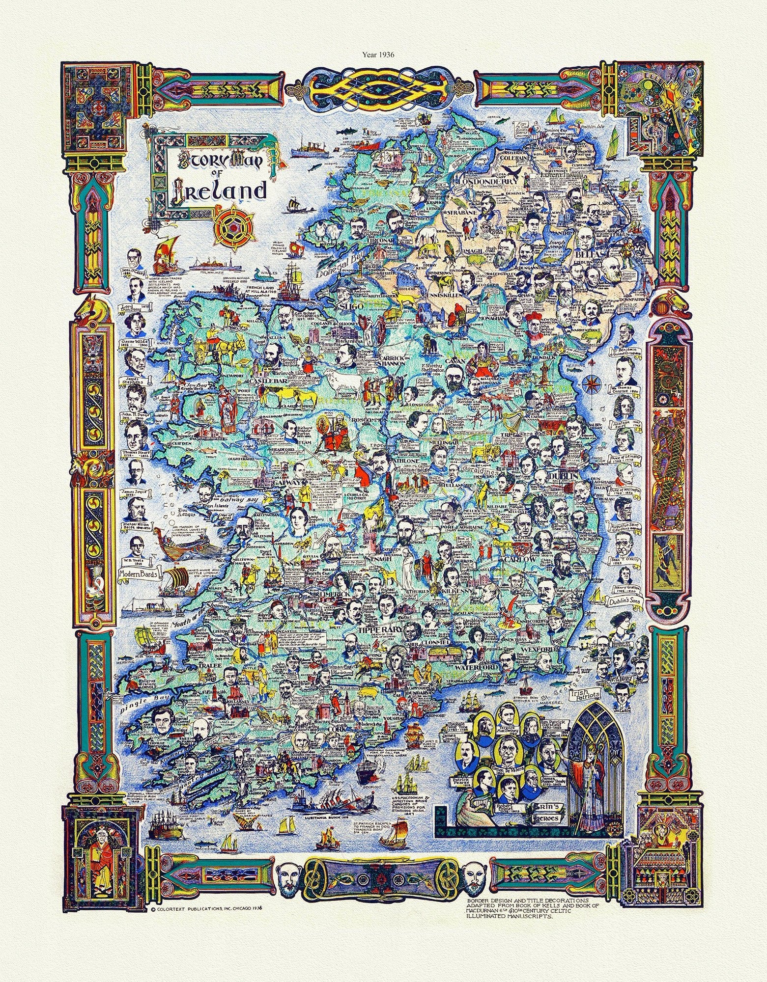 Europe:Colortext Publications, Story Map of Ireland, 1936 - The Map Chest