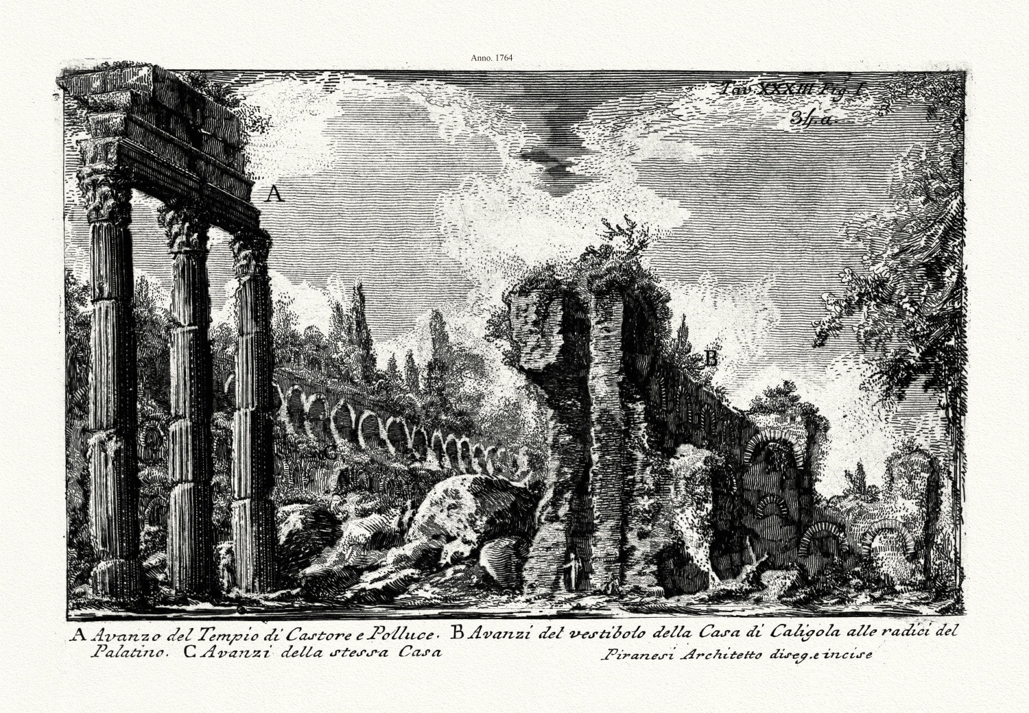 Giovanni Battista Piranesi, Views of Rome, Temple Of Castor And Pollux, Rome, 1756Giovanni Battista Piranesi, Views of Rome, Temple Of Castor And Pollux, Rome, 1756 - The Map Chest