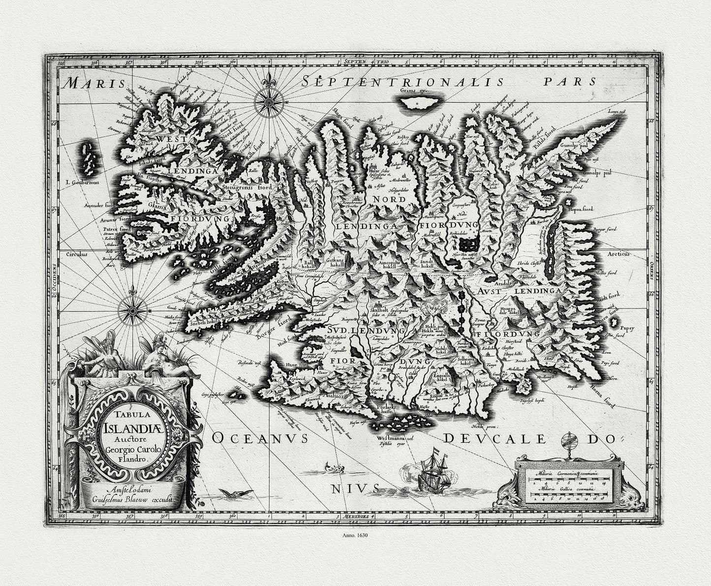 Iceland, Tabula Islandiae, 1630, Blaeu auth. - The Map Chest