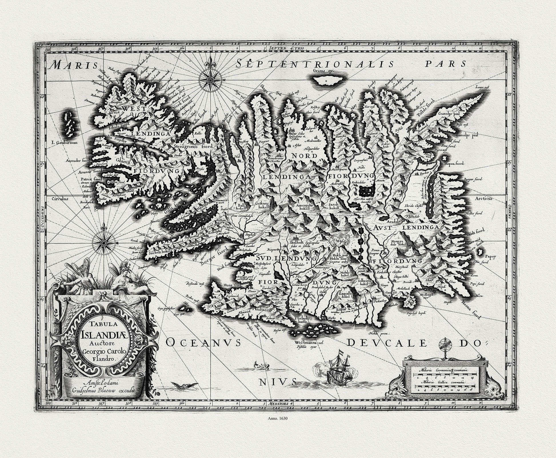 Iceland, Tabula Islandiae, 1630, Blaeu auth. - The Map Chest