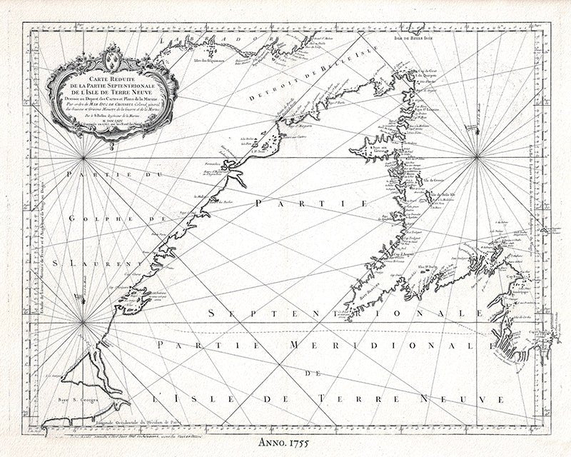 Jacques Nicolas Bellin, Cape Breton,, Nova Scotia, 1755 - The Map Chest