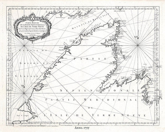 Jacques Nicolas Bellin, Cape Breton,, Nova Scotia, 1755 - The Map Chest