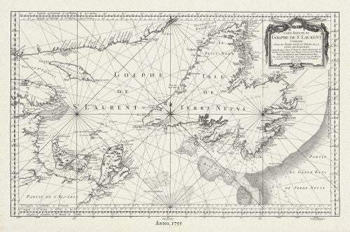 Jacques Nicolas Bellin, Carte reduite du Golphe de St. Laurent, 1754 - The Map Chest