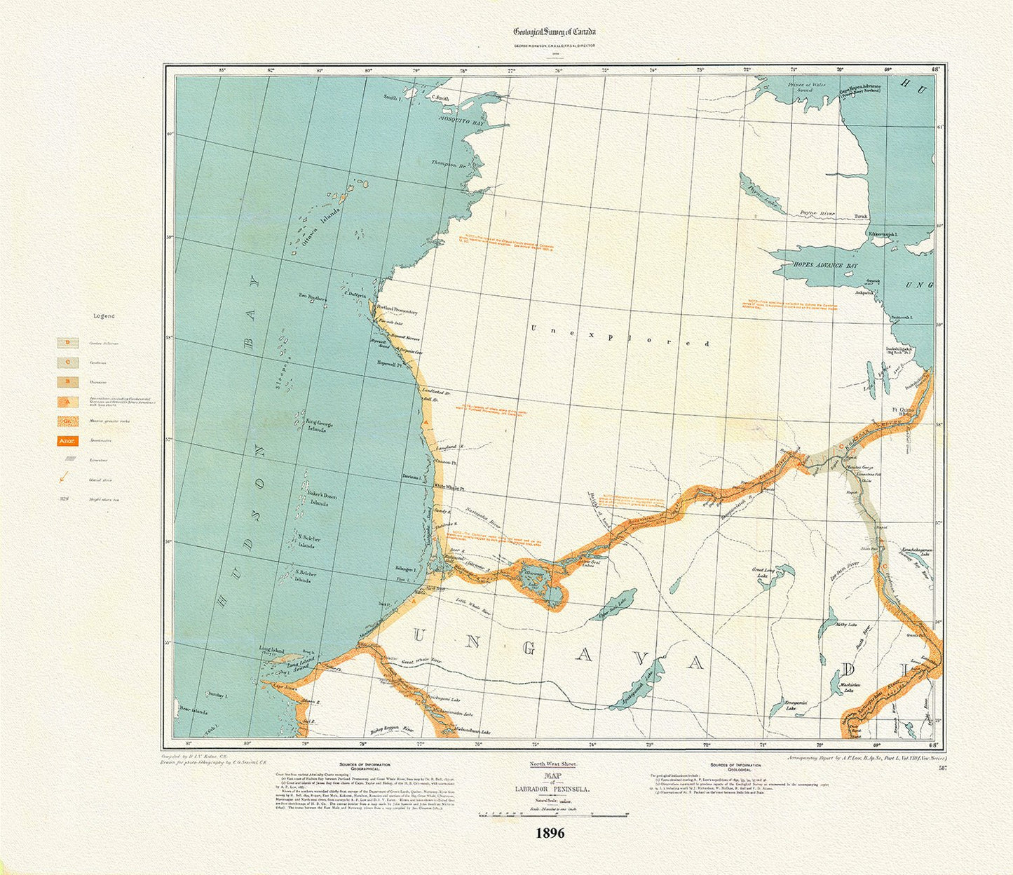 Labrador Peninsula, NW Sheet, 1896 - The Map Chest