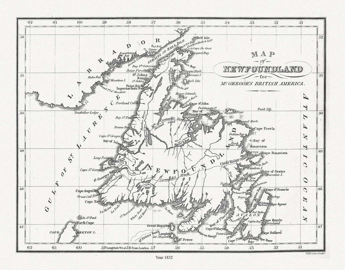 Map of Newfoundland in British America, McGregor auth., 1832 - The Map Chest