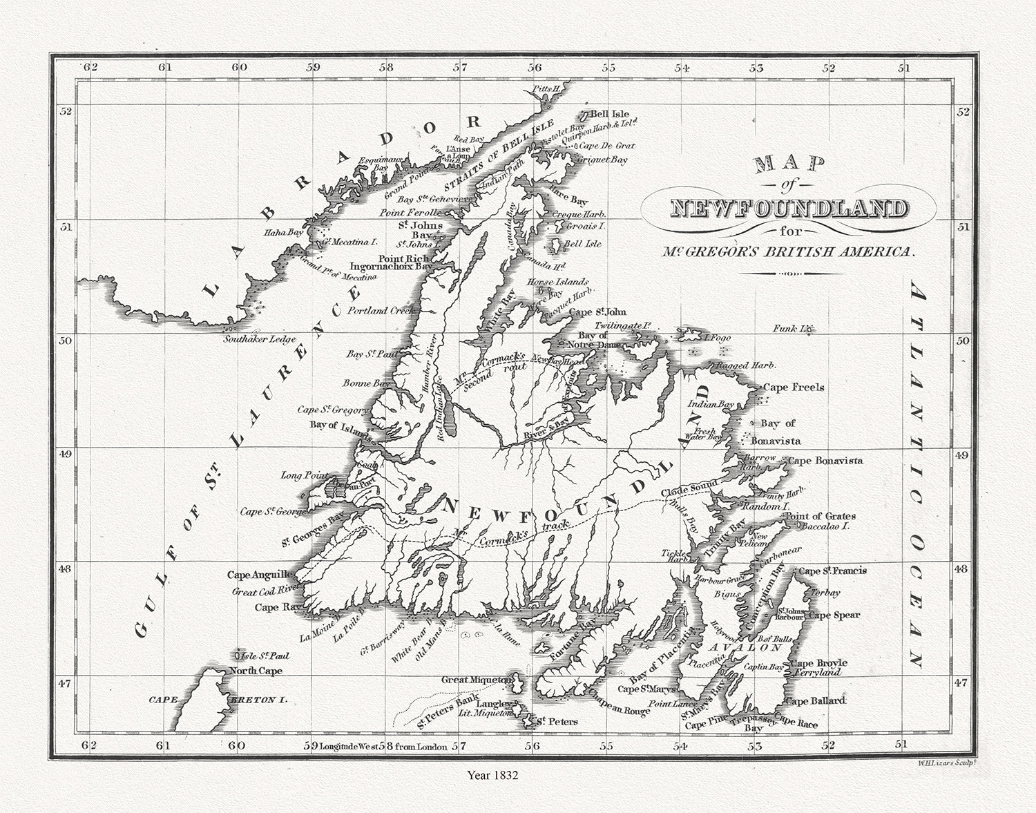 Map of Newfoundland in British America, McGregor auth., 1832 - The Map Chest