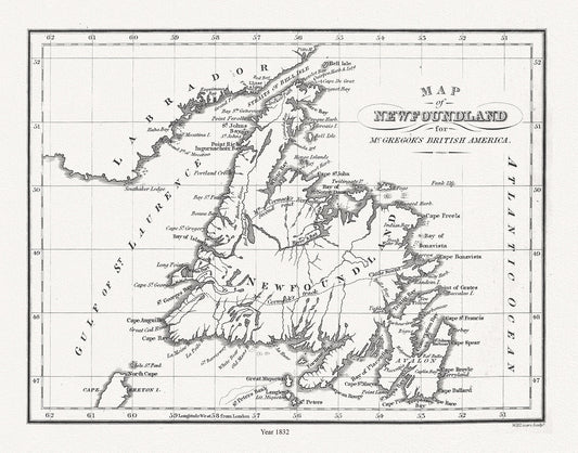 Map of Newfoundland in British America, McGregor auth., 1832 - The Map Chest