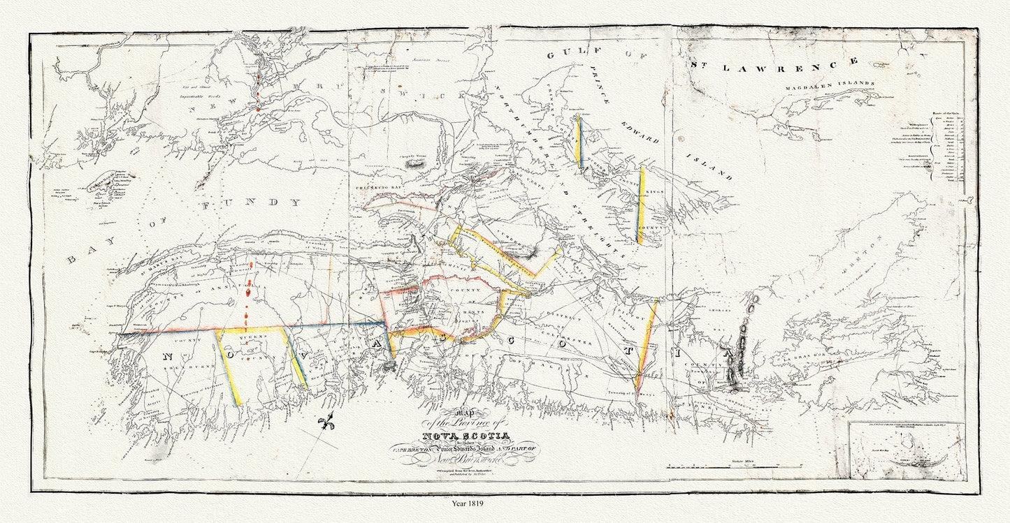 Map of the province of Nova Scotia including Cape Breton Prince Edwards Island and part of New Brunswick, Toler, 1819 - The Map Chest