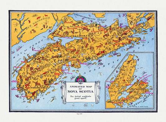 Master et Elias, An Animated Map of Nova Scotia, 1929 - The Map Chest