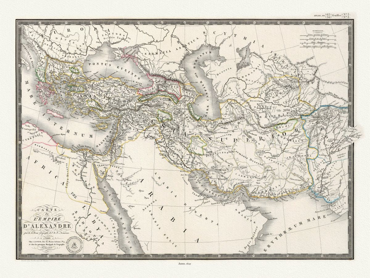 Mediterranean: Empire: Alexander the Great: Carte de l'Empire d'Alexandre, 1829, Andriveau - The Map Chest