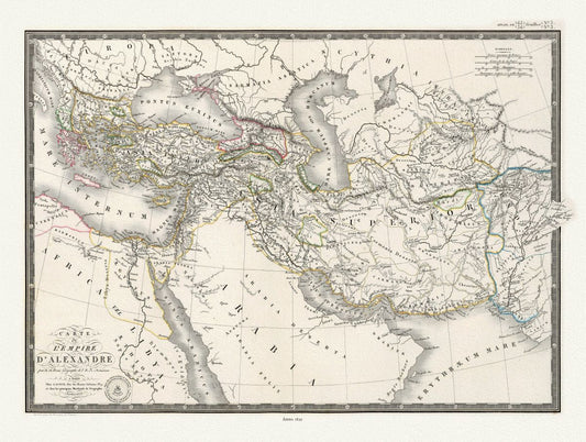 Mediterranean: Empire: Alexander the Great: Carte de l'Empire d'Alexandre, 1829, Andriveau - The Map Chest