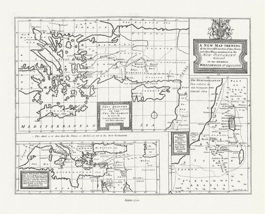 Mediterranean: Holy Land, Asia Minor: Holy Land, Locations mentioned in the New Testament, 1700, Wells auth. - The Map Chest