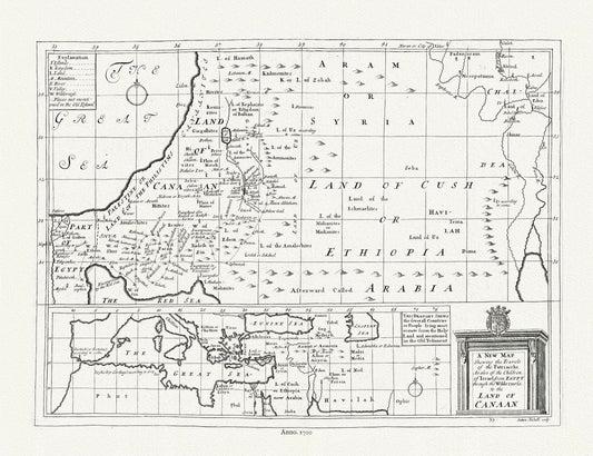 Mediterranean: Holy Land, Asia Minor: Holy Land, Travels of the Patriarchs, 1700, Wells auth. - The Map Chest