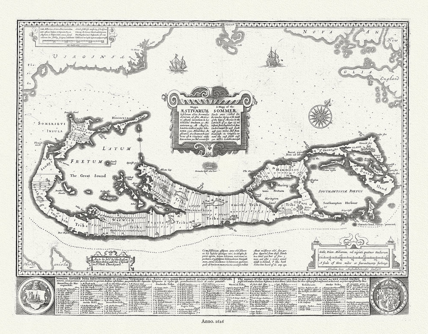 Middle Central America: A Mapp of the Sommer Islands once Called the Bermudas, 1626 - The Map Chest