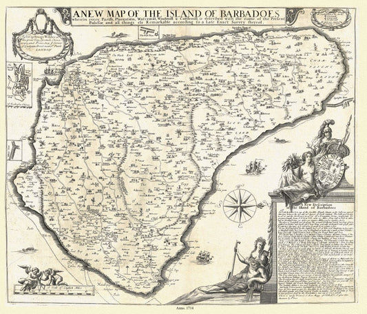 Middle Central America: A new map of the island of Barbadoes, 1714 - The Map Chest