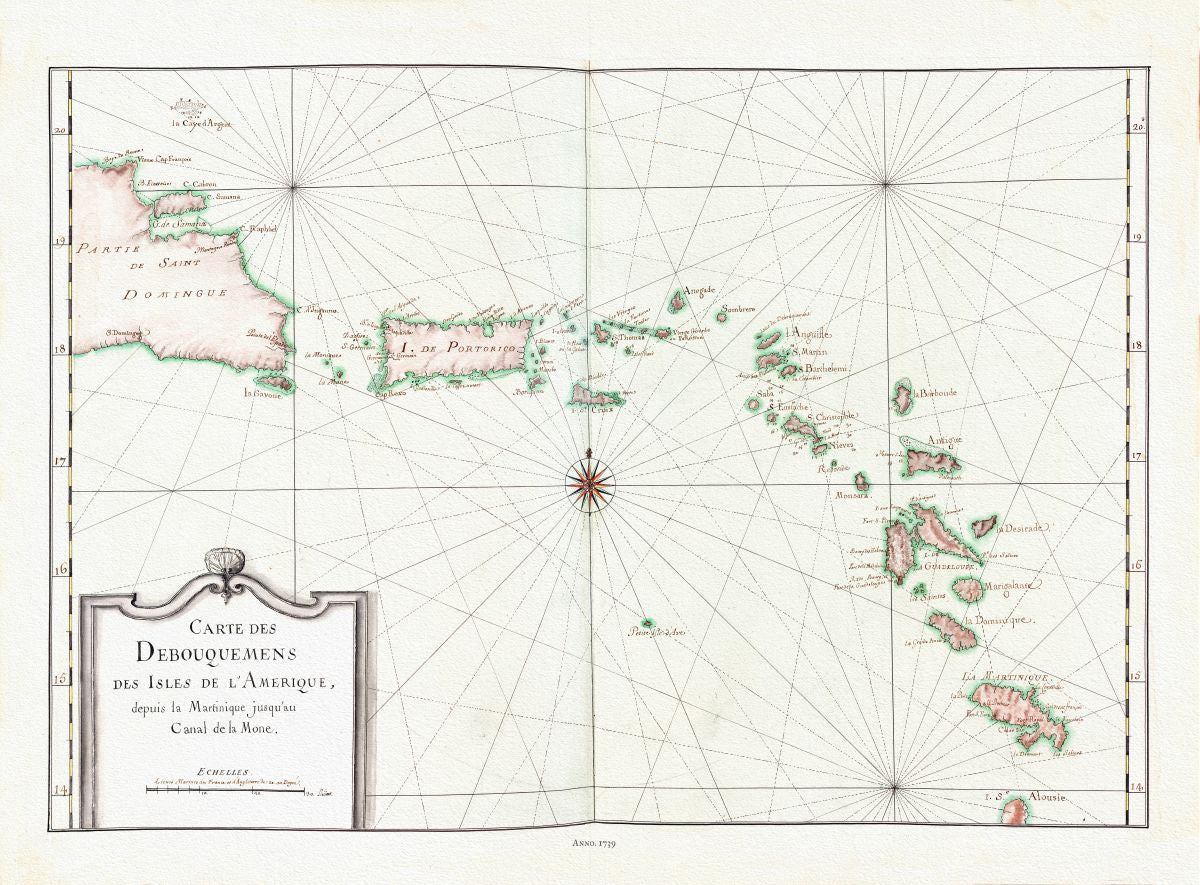 Middle Central America: Bellin, Carte des Debouquemens des Isles de l'Amerique, 1739 - The Map Chest